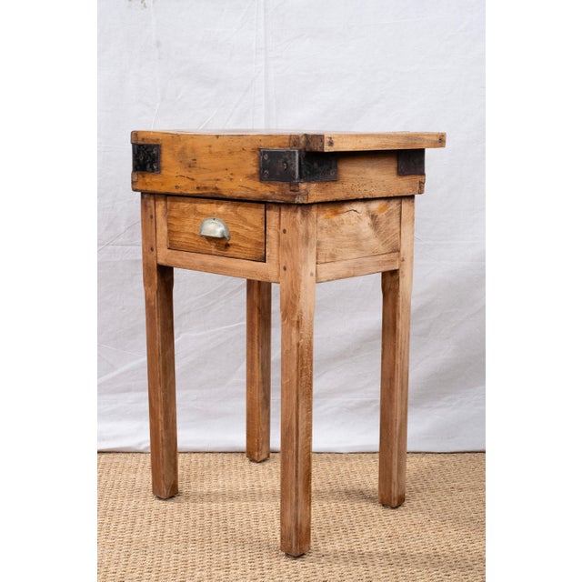 Small Antique French Butcher's Block Table For Sale - Image 4 of 12