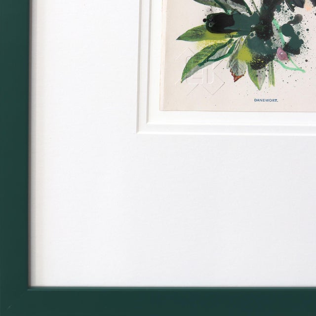 Danewort - Framed Dark Green Tone Floral Artwork on Antique Botanical Book Page Artwork by Lee Herring For Sale In Los Angeles - Image 6 of 9