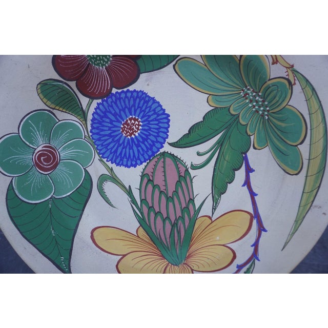Early 20th Century Mexican Tonala Pottery Botanical Motif Charger, Circa 1940 For Sale - Image 5 of 7