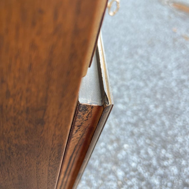 Vintage Baker Furniture Chippendale 3 Drawer Locking File Chest in Walnut & Burl Wood For Sale - Image 10 of 12