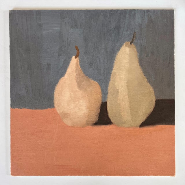Contemporary Abstract Pears Still Life Oil Painting on Artist 12" X 12" Board Unsigned For Sale - Image 3 of 4