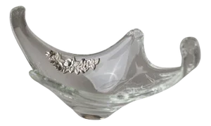 Vintage Murano Glass Bowl with Silver Detail, Italy, 1970s