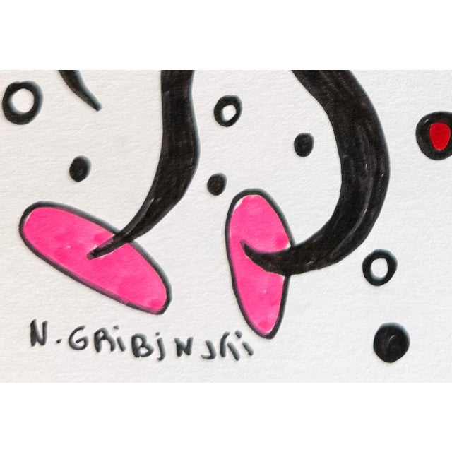 Abstract Twin Sisters — Nathalie Gribinski — Small Abstract Figurative Drawing (8 X 8 In, 2025) For Sale - Image 3 of 7