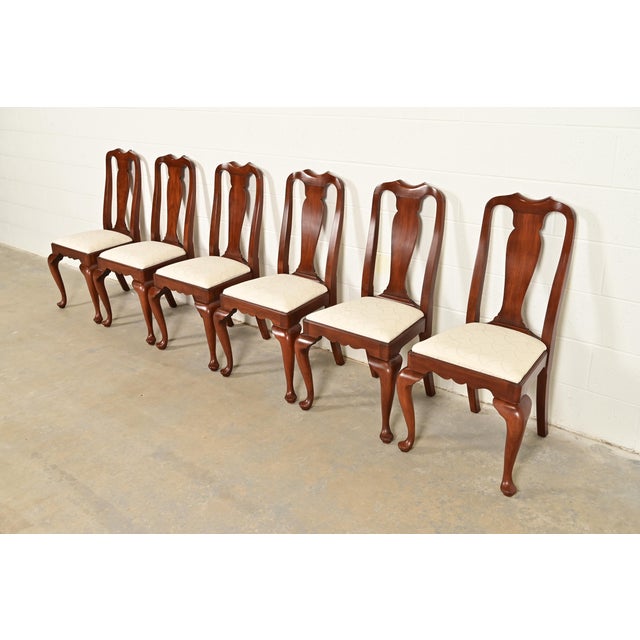 Henkel Harris Queen Anne Solid Cherry Wood Dining Chairs, Set of Six For Sale - Image 13 of 13