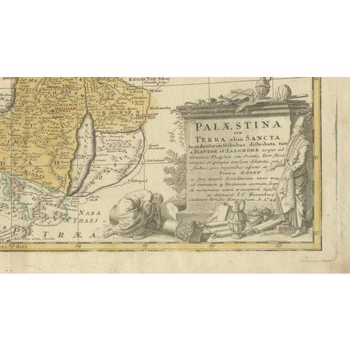 Mid 18th Century Hand-Colored Holy Land Map of Palestine from Homann Heirs, 1744 For Sale - Image 5 of 11