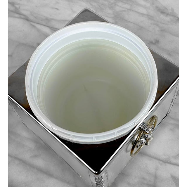 Vintage Victorian Chrome Figural Goat Square Ice Bucket W/ Tongs For Sale - Image 9 of 10