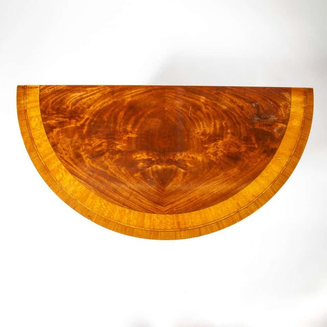 Mid 20th Century RBC Neoclassical Directoire Mahogany Inlay Demilune Table For Sale - Image 11 of 12