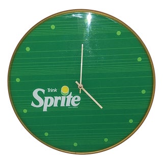 Vintage Plastic Wall Clock with Sprite Advertising, 1980s For Sale