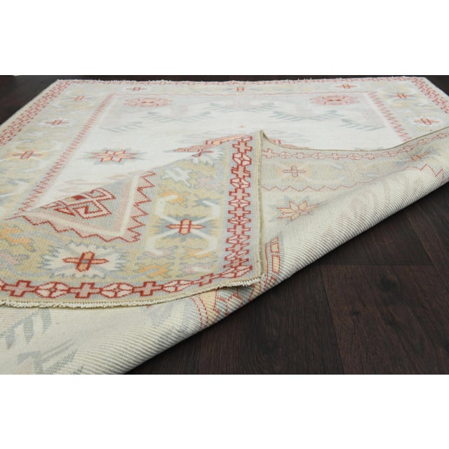1970s Vintage Turkish Oushak Handmade Wool Cotton Beige Area Rug For Sale - Image 4 of 12