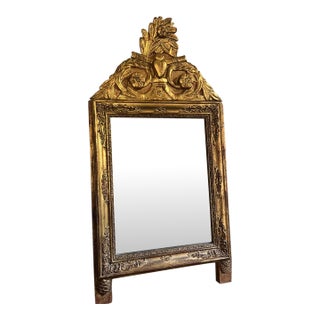 19th Century French Bridal Mirror W/ Carved Frame For Sale