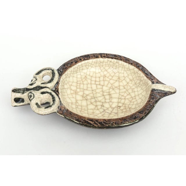 Mid-Century Modern Italian Vintage Gambone Style Crackled Glaze Ceramic Bowl For Sale - Image 3 of 11