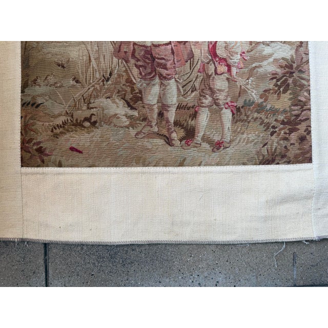 Beige Mid-19th Century French Figural Tapestry Depicting Children in Pastoral Landscape For Sale - Image 8 of 8