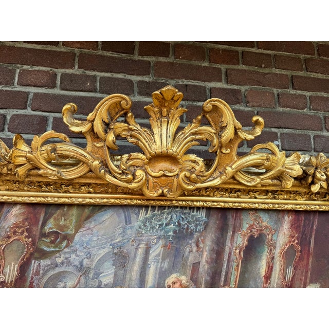 1960s Italian Rococo Gold Beech Textile Wall Art Panel For Sale - Image 10 of 12