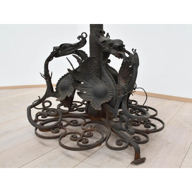 Large Wrought Iron Lamp Post from Mazzucotelli, 1910s For Sale - Image 11 of 13