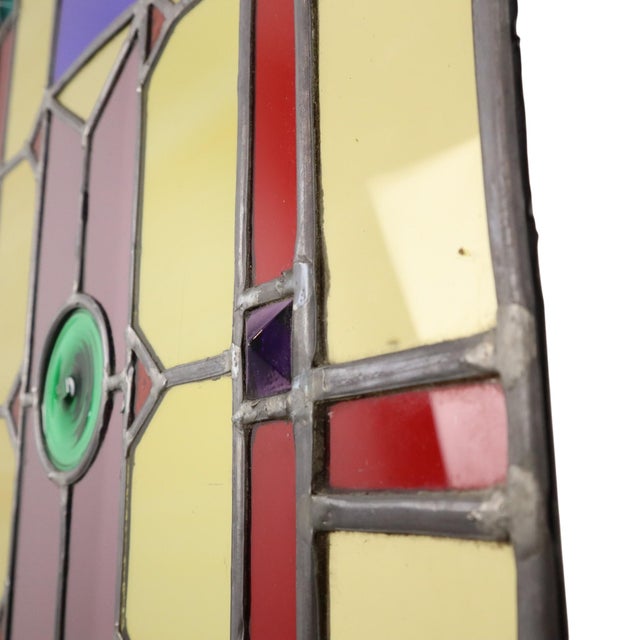 Large Colorful Stained-Glass with Medallion For Sale - Image 10 of 18