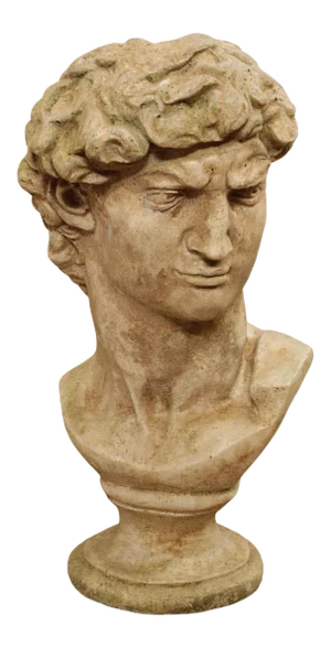 Vintage Cast Stone Garden Bust of Michelangelo's David