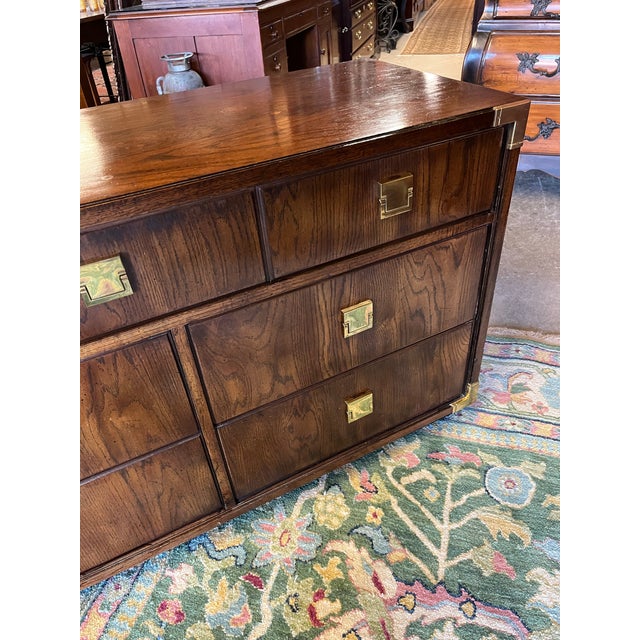 Brown Late 20th Century Thomasville Campaign Style Dresser For Sale - Image 8 of 12