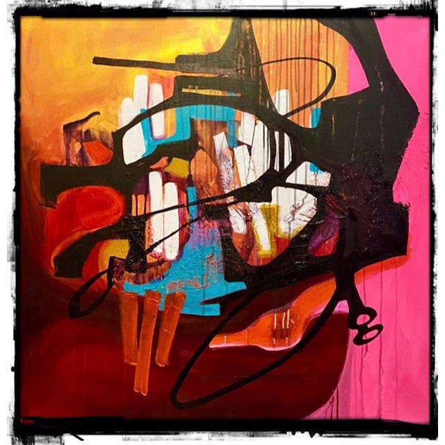 Early Morning by Jennifer Bobola | Mixed media Abstract composition with vibrant colors and shapes. For Sale