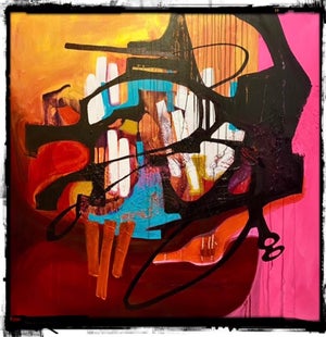 Early Morning by Jennifer Bobola | Mixed media Abstract composition with vibrant colors and shapes.