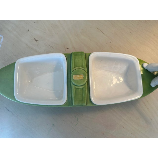 Mid 19th Century Vintage Green Royal Haeger Mid-Century Gondola Serving Dish for Dips For Sale - Image 5 of 13