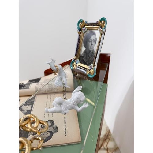 Rococo Revival Porcelain Picture Frame with Gilt Rocaille on Sèvres Blue Enamel, 1960s For Sale - Image 4 of 17