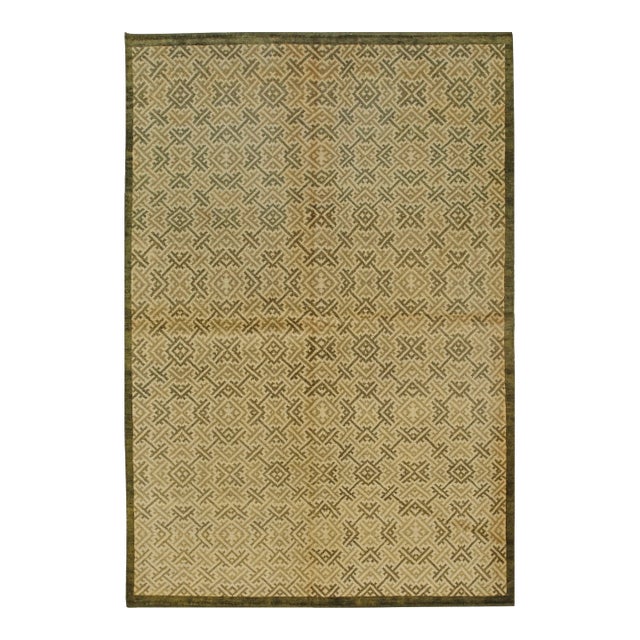 9x12 Sophisticated Nadia Beige Geometric Modern Hand Knotted Wool Carpet Rug For Sale