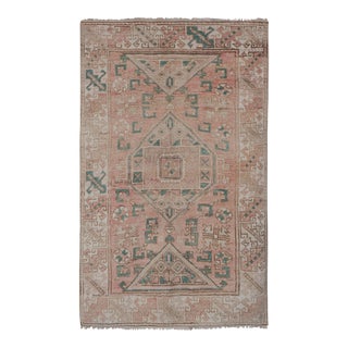 Vintage Faded Turkish Canakkale Rug 3'8" X 5'8" For Sale
