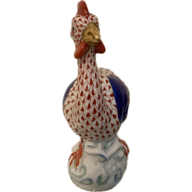 Art Deco Two Herend Rust Fishnet Guinea Fowl 6” & 8” For Sale - Image 3 of 8