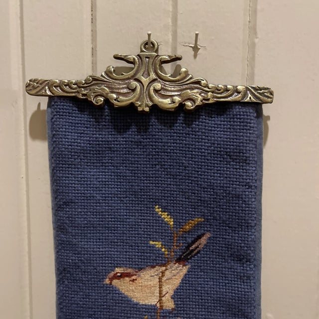 English Early Needlepoint Bell Pull With Birds For Sale - Image 3 of 8