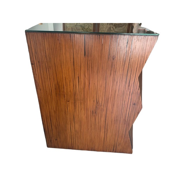 Late 20th Century Diamond Front Crushed Bamboo Dresser/ Chest With Rattan Wrapped Legs For Sale In Naples, FL - Image 6 of 10