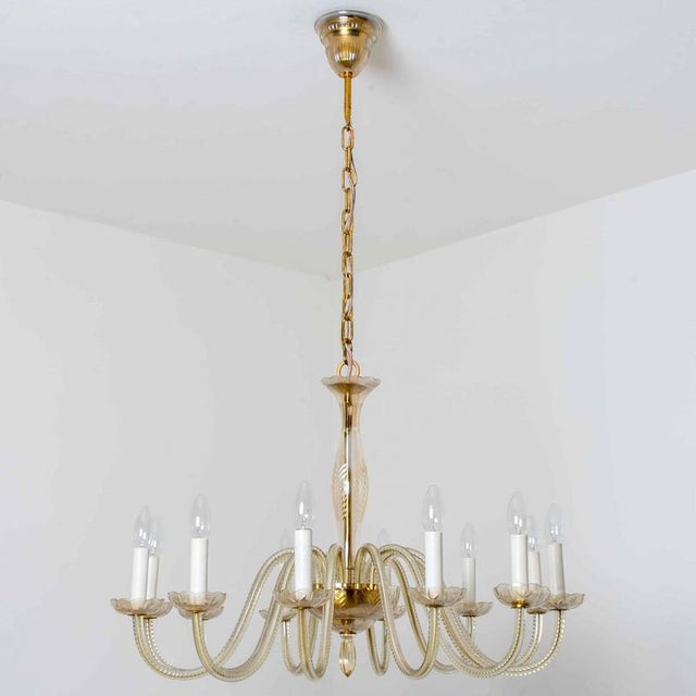 Vintage Engraved Murano Glass Chandelier, 1960 For Sale - Image 13 of 13