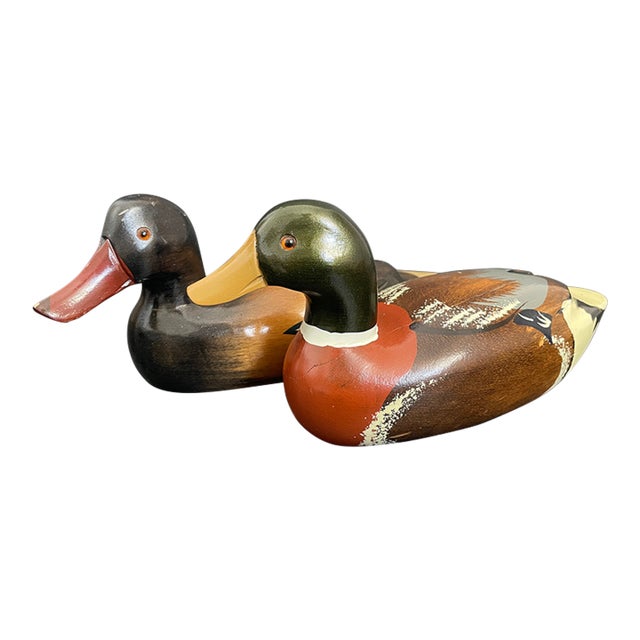A Pair of Mallards Drake & Hen Duck Decoys #2 For Sale