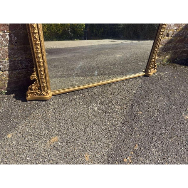 Antique English Arched Top Gilt Overmantle Mirror, 1800s For Sale - Image 6 of 7