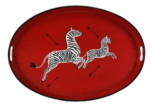Oval Hand-Painted Zebra Decorative Tray