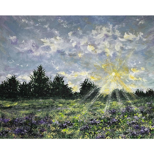 "Field of Light" Contemporary Original Impressionist Style Landscape Painting by Deb Bossert For Sale - Image 6 of 7