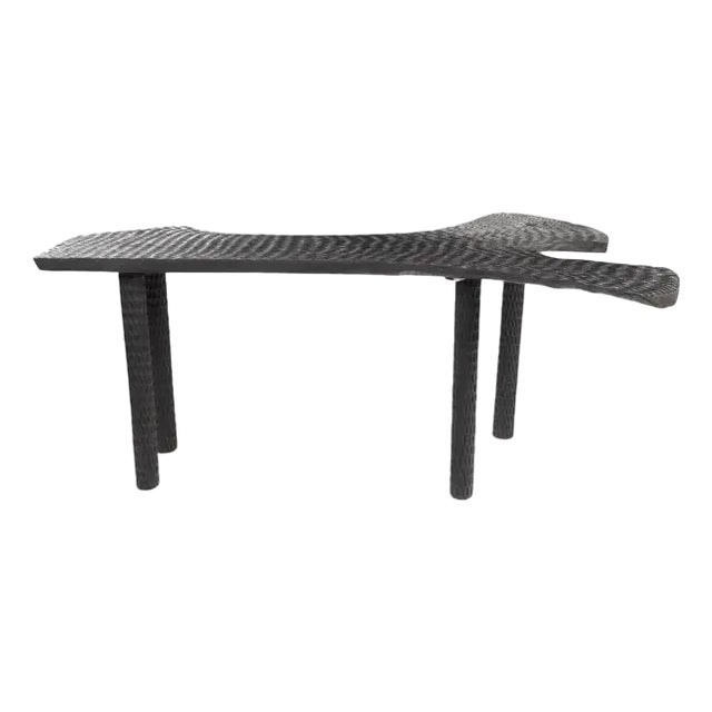 Hand Chiseled Black One Slab Bar or Console Table For Sale