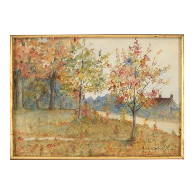 Autumn by the River - Landscape by J. B. Schock For Sale