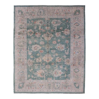 Green Color Turkish Oushak Rug by Keivan Woven Arts 10'7'' X 13'8'' For Sale