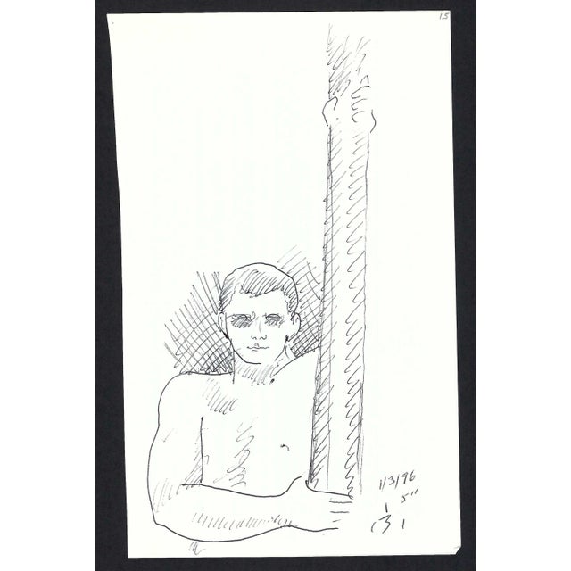 Male nude on paper from the estate of Chicago artist James Frederic Bone (1929-2015). Pencil signed with the artist's...