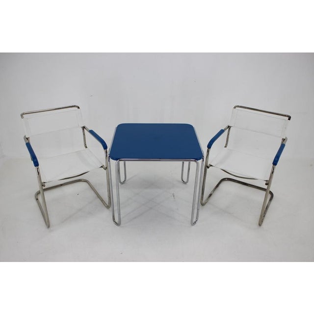 Marcel Breuer Bauhaus B10 Tubular Table and B34 Armchairs by M. Melder, 1930s, Set of 3 For Sale - Image 4 of 18