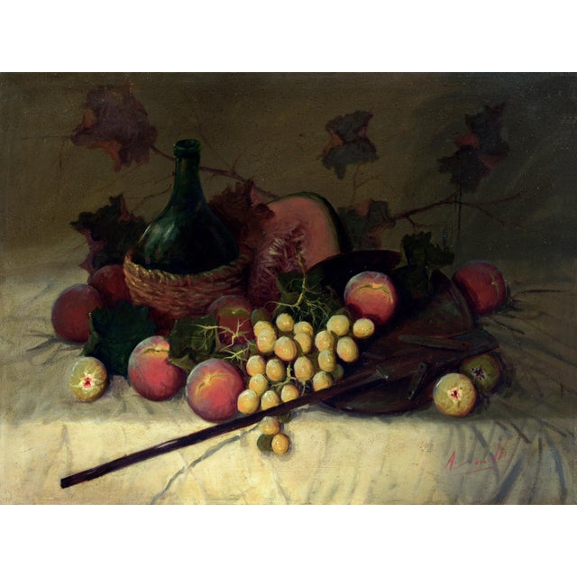 Antonio Cianelli, Still Life with Grapes and Figs, 1990s, Oil on Canvas For Sale - Image 4 of 4
