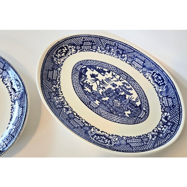 Vintage Flow Blue Willow Ironstone Platters- Set of Two For Sale - Image 4 of 9
