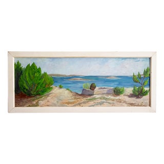 Adriatic Coastal Landscape, 1960s, Oil Painting on Canvas, Framed For Sale