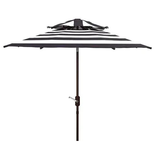 Navy Blue Outdoor Iris Fashion Line 9ft Double Top Umbrella - Navy/White For Sale - Image 8 of 8