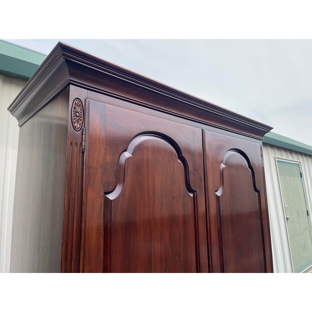 1980s Ethan Allen Georgian Court Cherry Bedroom Clothing Armoire Wardobe For Sale - Image 12 of 12