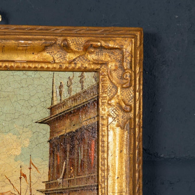 Aldo Grossi, Venetian Canal Scene, 1890s, Oil Paintings on Board, Framed, Set of 2 For Sale - Image 17 of 18