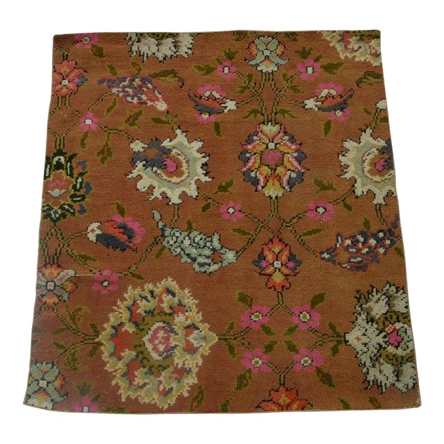 1920 Antique English Fragment Rug 3'6'' X 4'3'' For Sale