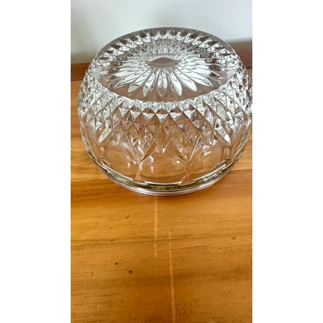 Traditional Vintage Crystal With Silver Plated Rim Bowl Germany For Sale - Image 3 of 7