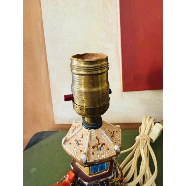 Vintage Japanese Satsuma Elephant Table Lamp Hand-Painted Made in Japan For Sale - Image 9 of 12