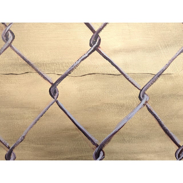 Cream Tommy Taylor "Heights" Contemporary Neutral Toned Realistic Close Up of Chain Link Fence, 2023 For Sale - Image 8 of 9